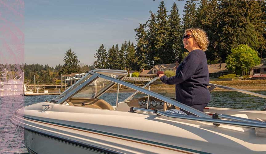 Jannae Mitton on a boat.